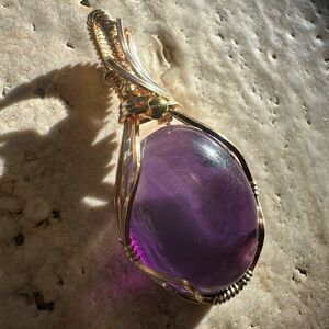 Tarnish Resistant Gold Grounding Copper Amethyst Necklace Pendant